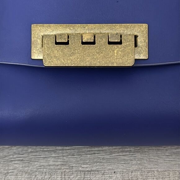 Zac Posen Eartha Cobalt Blue Folded Gusset Leather Crossbody With Dustbag - Picture 10 of 15